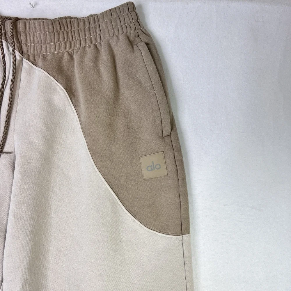 Alo Yoga Make Waves Sweatpants L Oversized Ivory Beige Gravel Atheletic